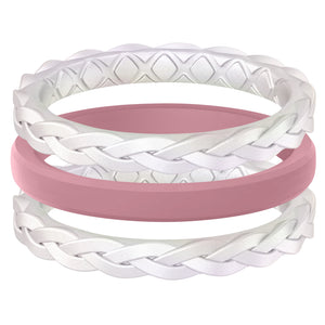 Egnaro Silicone Ring Women, Stackable Braided Rings for Women, Breathable Inner Arc Rubber Rings Women, Unique Design Silicone Wedding Bands Women